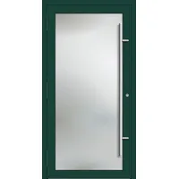 PREMIUM Aluminium-Glas Haustür "AMY" 90 mm Vollglas Moosgrün RAL 6005 beidseitig außen öffnend DIN links