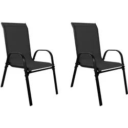 2xOutdoorstuhl Gartenstuhl Stapelstuhl robust Metall Textilen Schwarz