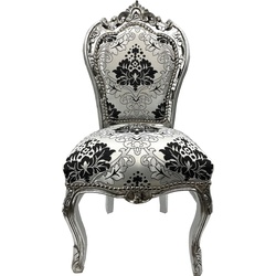 Casa Padrino Barock Esszimmer Stuhl Silber Muster / Silber - Handgefertigter Antik Stil Stuhl mit elegantem Muster - Esszimmer Möbel im Barockstil - Barock Möbel