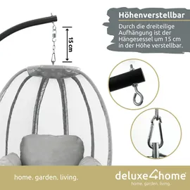 deluxe4home Hängesessel Hellgrau