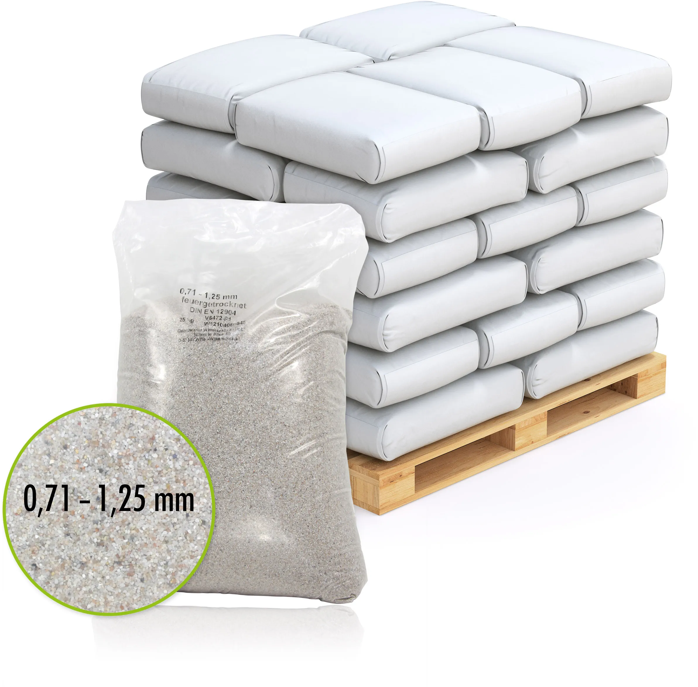 20 x 25 kg de Sable de Quartz Premium pour Filtre 0,71 - 1,25 mm