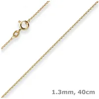 Schmuck Krone Goldkette 1,3mm Rund-Ankerkette aus 585 Gelbgold 40cm, Gold 585 goldfarben