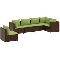 vidaXL 6-tlg Garten-Lounge-Set mit Kissen Braun Poly Rattan Modell 9