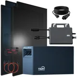 sunniva Balkonkraftwerk Full Black Bifazial 1840 W inkl. 2,01 kWh  + 4 x 460 W N-Typ Glas-Glas Bifacial Module