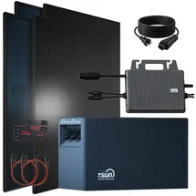 sunniva Balkonkraftwerk Full Black Bifazial 1840 W inkl. 2,01 kWh  + 4 x 460 W N-Typ Glas-Glas Bifacial Module