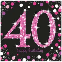 Amscan Servietten 40 Sparkling Celebration pink 16 Stück
