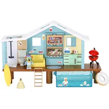 Bluey BlueY: Spielset „Strandhütte“ – mit exklusiver Figur mit Taucherbrille, 10 Zubehörteilen und Stickerbogen