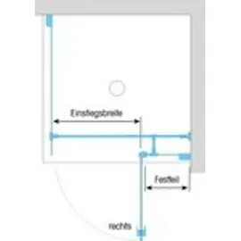 Dusbad Vital 2 Eckdusche mit Drehtür rechts 110 x 110 cm blau ESG-Glas