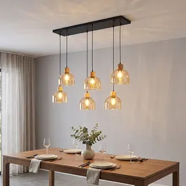 GLOBO LED Pendelleuchte 1-flg. 36 cm rechteckig Schwarz/Gold/Braun