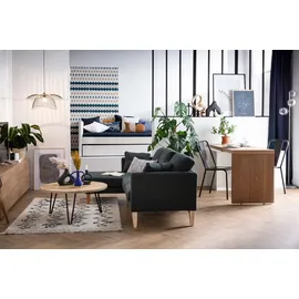 miliboo Skandinavisches Ecksofa links OSLO aus lagunengrünem, abziehbarem Stoff