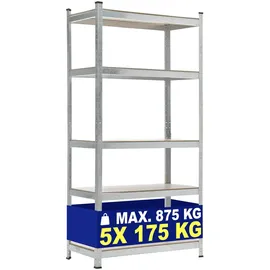 CLP Lagerregal 90x40x180 cm Silber, 90x40x180 cm