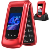 uleway 4G Seniorenhandy Klapphandy mit Großen Tasten Handy,Flip Mobiltelefon mit Ladestation,Dual-SIM Kurzwahl, SOS Notruffunktion,Taschenlampe, FM-Radio, 2,4 Dual Zoll Farbdisplay