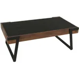 Mendler Couchtisch HWC-L89, Sofatisch Wohnzimmertisch, Eisen 43x120x64cm Sinterstein Marmor-Optik schwarz Holz dunkelbraun