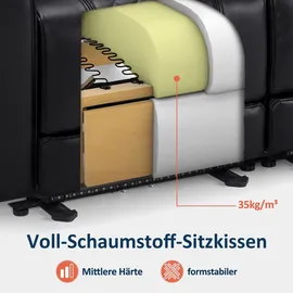 MCombo M MCombo 2 Sitzer Sofa mit Schlaffunktion, mit verstellbare Kopfstütze, Kinosessel, Armlehnen-Aufbewahrung & LED Beleuchtung, 7705 (Schwarz)