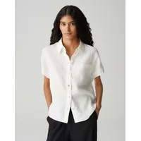 Opus Damen Kurzarmbluse | Hemdbluse Felisa Regular aus Leinen