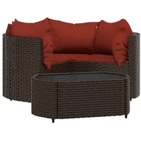 vidaXL 4-tlg Garten-Lounge-Set mit Kissen Braun Poly Rattan