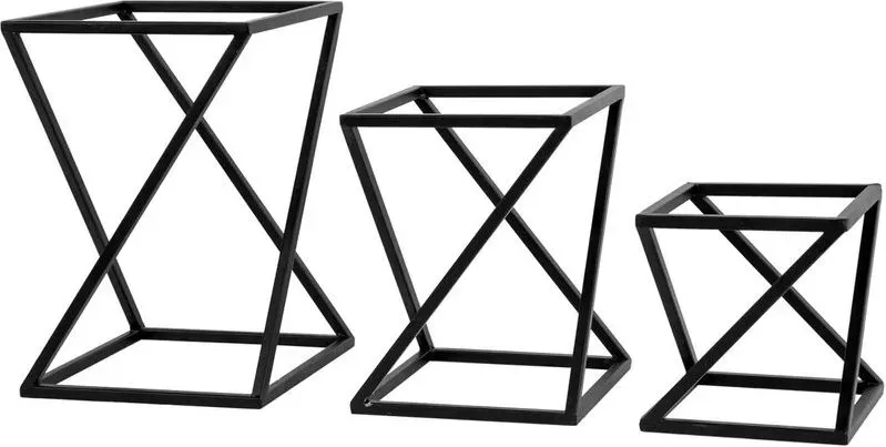 MyGift Drehende geometrische matte schwarze Metall-Pizza-Ständer / Lebensmittelpräsentationsständer, Set aus 3