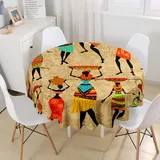 Hiseng Runde Bedruckte Tischdecke Afrika Tradition Druck 3D Abwaschbar Wasserdicht Fleckschutz Polyester Tischtuch für Outdoor Garten Home Dekoration- Verschiedene Größe (Afrikanerin c,150cm)