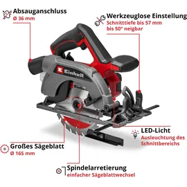 Einhell TE-CS 18/165-2 Li - Solo Akku-Handkreissäge ohne Akku