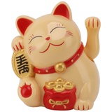 Greensen Maneki Neko Winkekatze, Elektrische winkelarm Glücksbringer Katze, niedliche Glückskatze Dekofigur für Schreibtisch Wohnaccessoires Kassierertheke Dekoration (MLY11020-2 Gelb)