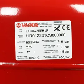 Varem Ausdehnungsgefäß 6 bar 12 l rot
