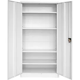 Mendler Aktenschrank HWC-H17, Stahlschrank Büroschrank 2 Türen abschließbar Metall ~ 185x90x40cm grau