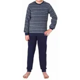 normann Pyjama Frottee Streifen blau 152