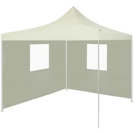 vidaXL Profi-Partyzelt Faltbar mit 2 Seitenwänden 2×2m Stahl Creme