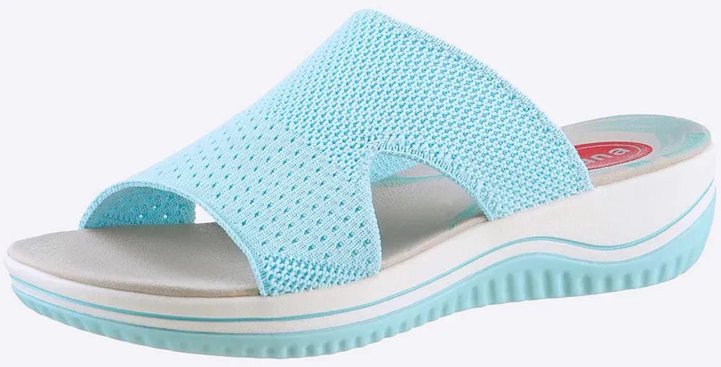 Pantolette JANA, Damen, Gr. 37, blau (eisblau), Textil, Schuhe Pantolette