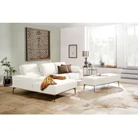 W.SCHILLIG Ecksofa run, Designsofa mit tollem Sitzkomfort, L-Form, mit Holzsockel, Füße in Bronze pulverbeschichtet, Breite 299 cm weiß