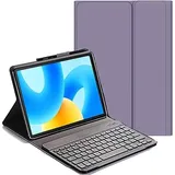 YHFZR Tastatur Hülle für Samsung Galaxy Tab S6 Lite, (QWERTY Layout), Ultradünn Flip Entfernbar Drahtloser Keyboardständer Ledertasche für Samsung Galaxy Tab S6 Lite 10,4'' P620/P625 2024, Violett