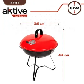 Aktive Runder Holzkohlegrill 36 cm schwarz