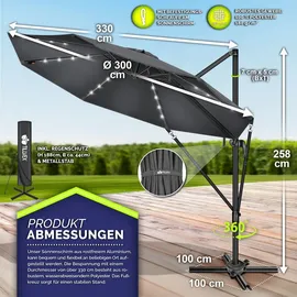 tillvex Premium Alu Sonnenschirm 330 x 330 cm Anthrazit