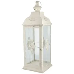 Laterne , creme , Glas, Metall , Maße (cm): B: 24,5 H: 72 T: 24,5