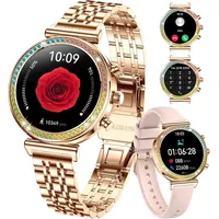 Damen Smartwatch mit Bluetooth Anruf, 1.25" HD Display, IP67 wasserdicht, Herzfrequenz & SpO2, Fitness- & Gesundheitsfunktionen - Gold