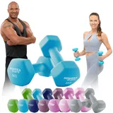 Miweba Sports Neopren Hantelset NKH100 | Profi Hantel - Hexagon Hanteln Set - Kurzhanteln - Kurzhantel Set - Gymnastikhanteln - Hantel Set - Dumbbell - 0,5-10 Kg (2X 6.0 kg, Türkis)