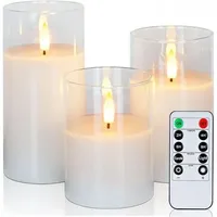 Flammenlose Led-kerzen, Klare, Flammenlose Glaskerzen Mit Timer Und Fernbedienung, Perfekte Stumpenkerzen Für Weihnachten Und Halloween