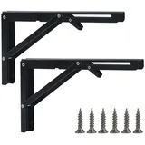 2 STK Klappkonsole Schwerlast Scharniere Klappbar, 300mm Klappscharnier mit Arretierung, Klappregal Halterungen, 90 Grad Metall Klappwinkel Regalträger für Küche Büro Tisch Klapptisch Wandregal