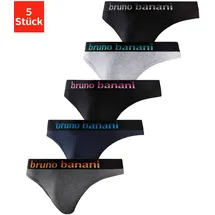 Bruno Banani String Packung, 5 Stk., tlg., mit Streifen Logo Webbund bunt
