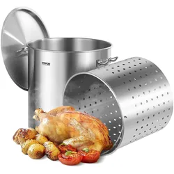 VEVOR Suppentopf Kochtopf Soßentopf 79,5L Edelstahl Kochen Soßen Korbdeckel