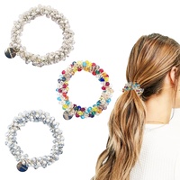 Kireida® 3 Stück Haargummis mit Perlen, elastisch, dehnbar, Haarschmuck für Damen und Mädchen, Perlen-Stirnband Kristall-Stirnband Elegant und schlicht Mehrfarbig