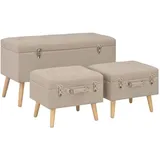 vidaXL Hocker mit Stauraum 3 Stk. Beige Stoff
