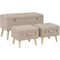vidaXL Hocker mit Stauraum 3 Stk. Beige Stoff