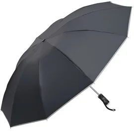 shop'n smile ideoon Faltbarer Regenschirm mit LED-Taschenlampe, Ø105 cm, schwarz: Ein perfekter Allwetter-Begleiter für Dunkelheit & Regenschauer