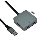 Value USB 3.2 Gen 1 Hub, (2x USB-A + 2x USB-C), mit Verlängerungskabel, 5 m