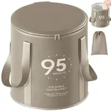 Pesoncarl Fußspa, faltbares Fußbad mit Reißverschluss, tragbarer Fußeinweicheimer, wärmespeichernd, rutschfeste Fußbadewanne für Zuhause und draußen, Grau