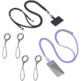 BOBOZHONG Handykette Universal,Handy Lanyard,Handykette Universal zum Umhängen,Crossbody Lanyard mit Schlaufe Hülle mit Kordel, für alle Standard Handyhülle(Schwarz,Lila)
