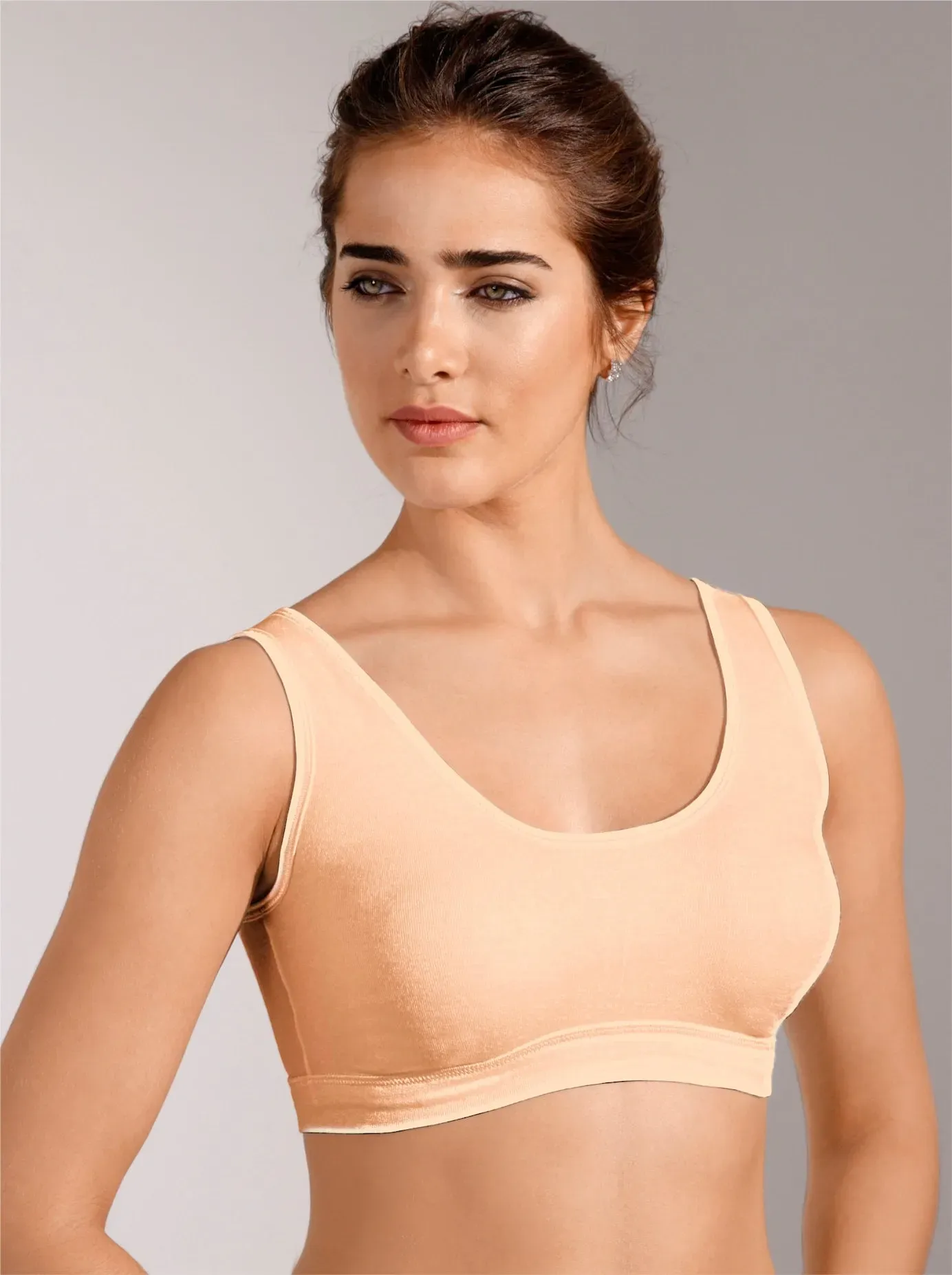 Bustier WÄSCHEPUR, Damen, Gr. 50, Cup B/C/D, bunt (apricot, jadegrün), 97% Baumwolle, 3% Elasthan, BHs Bustier BH-Set