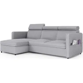 idohome Ecksofa mit Schlaffunktion und Bettkasten Hellgrau