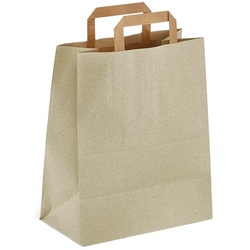 250 Bio Graspapier Tragetaschen Papiertragetaschen mit Grasanteil 22+8x30cm braun